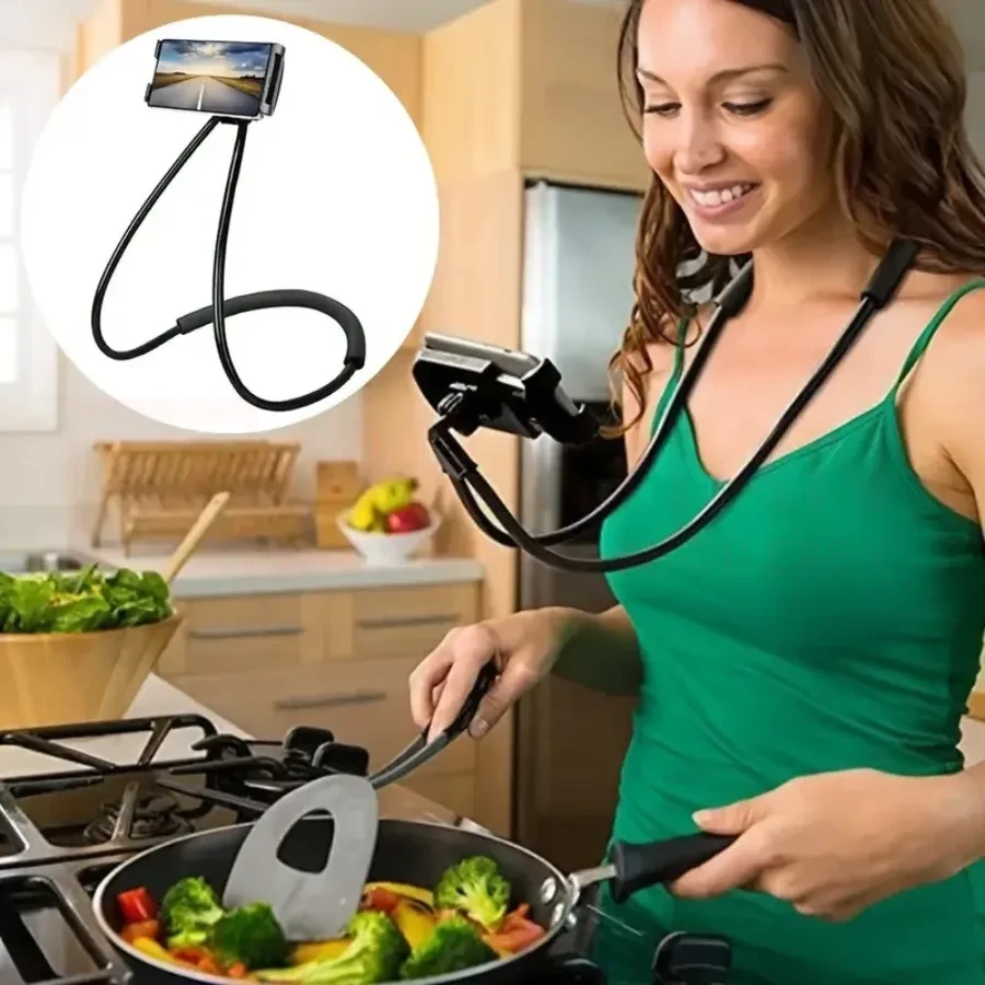 Black Neck Hanging Mobile Phone Holder – Hands-Free & Adjustable