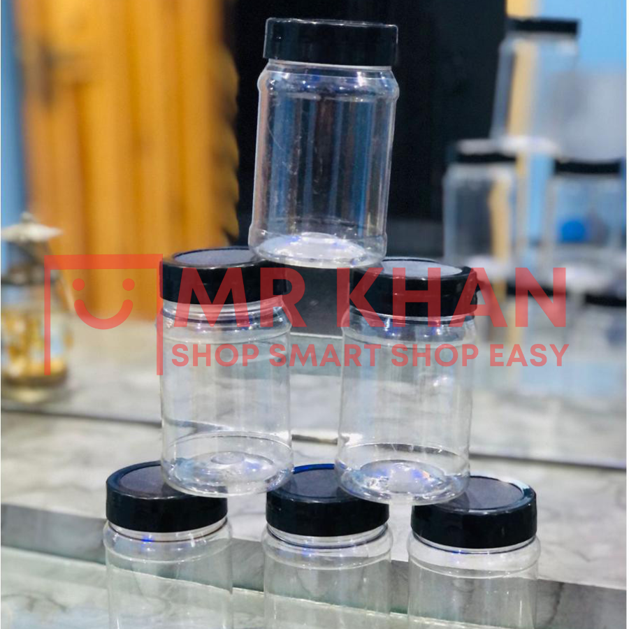 Spice Jar Set – 6 Pieces (Black, 200ml Each)