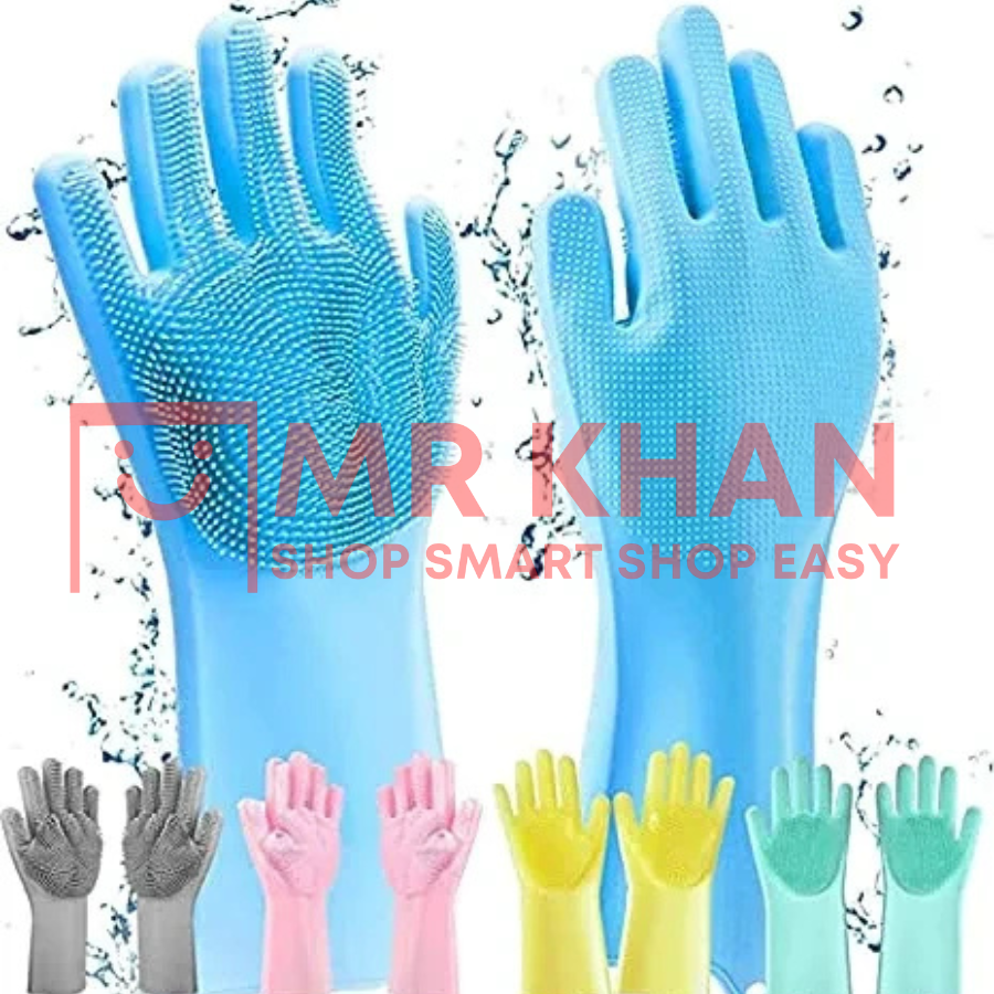 Reusable Magic Dishwashing Gloves – Multipurpose Silicone Scrub Gloves