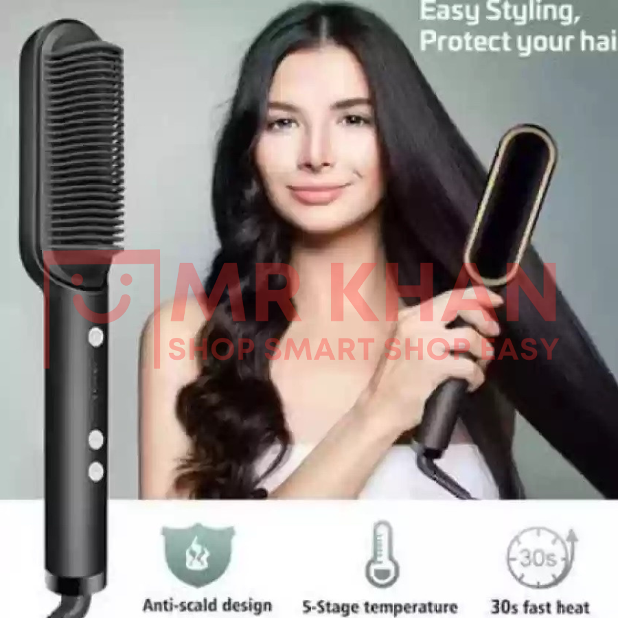 2-in-1 Hair Straightener & Curling Comb