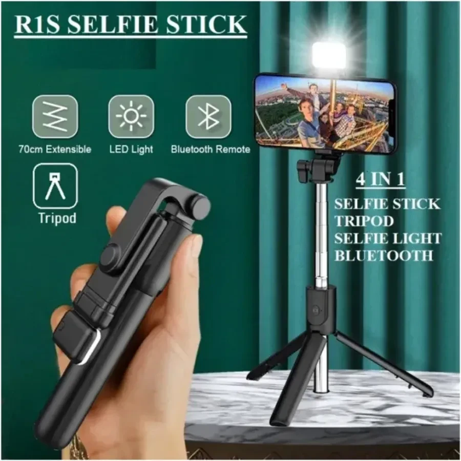 4-in-1 Wireless Selfie Stick Tripod – Foldable & Bluetooth-Enabled