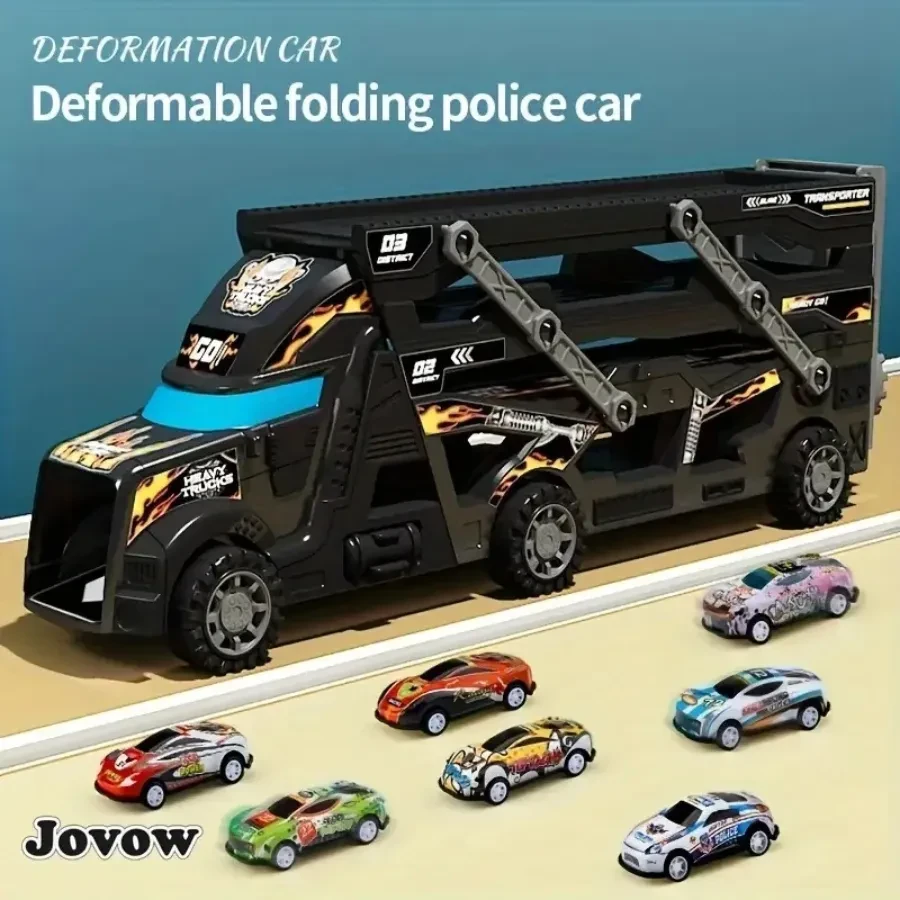 Jovow Transforming Police Toy Car with Exit Design