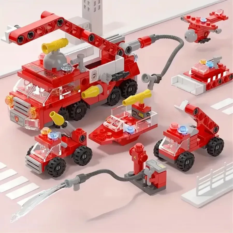 6-in-1 Fire Truck Building Blocks Set