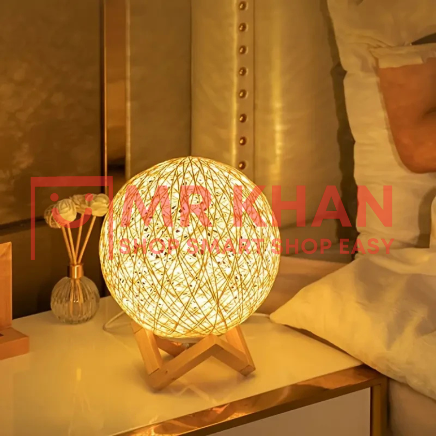 Rattan Table Lamp - USB Powered LED Nightlight