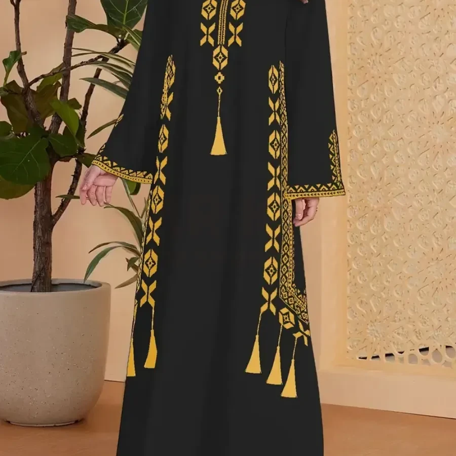 Elegant Geometric Print Long Dress