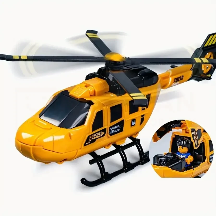Pull-Back Rescue Helicopter Toy with Rotating Propeller