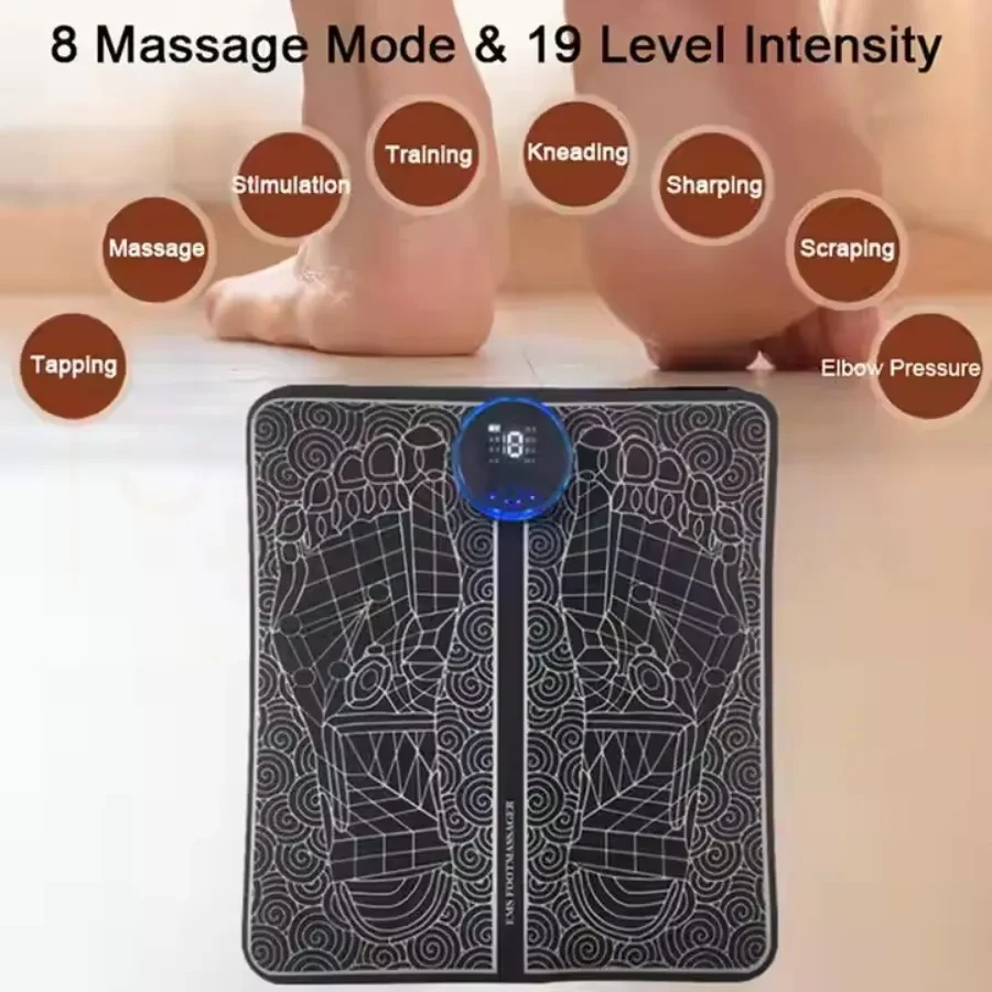 2-in-1 Electric EMS Foot Massager & Mini Massager Pad – Portable & Rechargeable