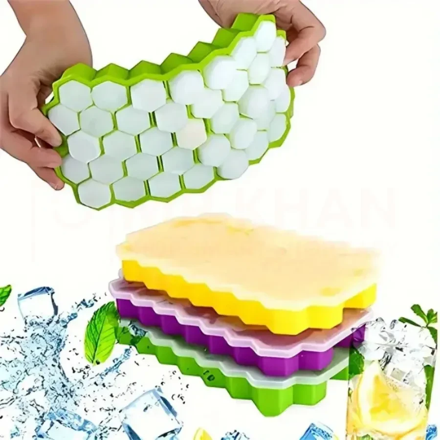 Silicone Honeycomb Ice Cube Tray with Lid – Easy & Efficient