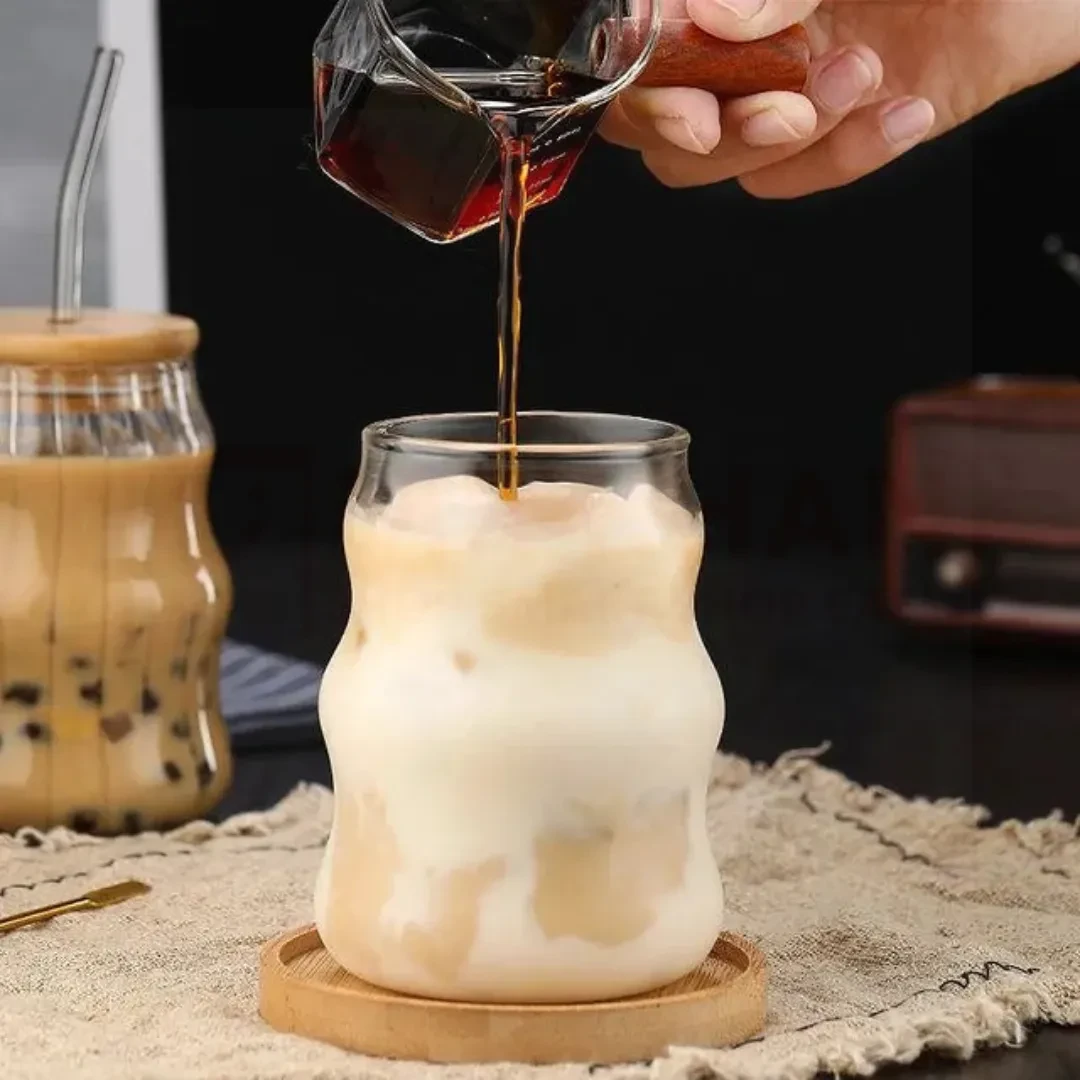Ribbed Glass Sipper with Straw – Stylish Tumbler Mug