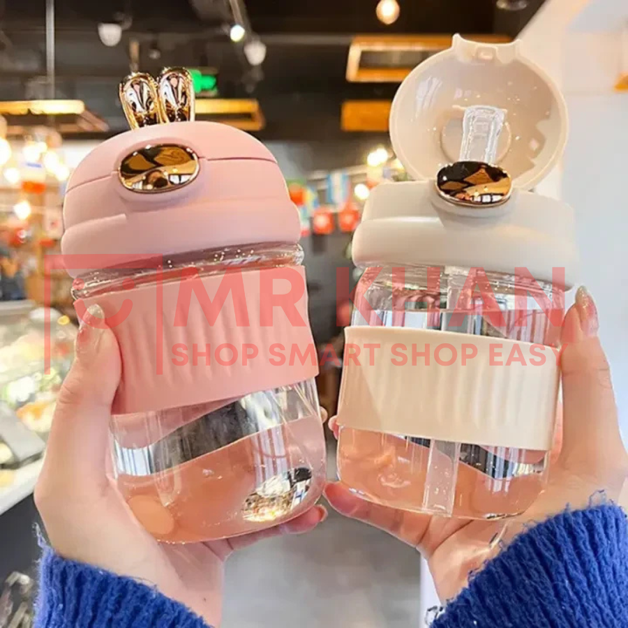 Cute Rabbit Straw Glass Cup