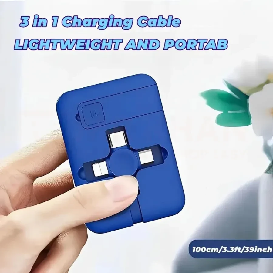 3-in-1 Retractable Cable & Phone Holder – Fast Charging & Data Sync