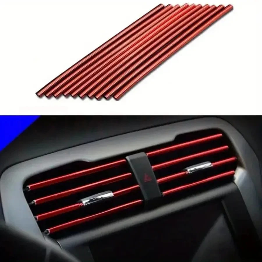 10pcs 20cm U-Shaped Chrome PVC Air Vent Decoration Strips – Stylish & Colorful