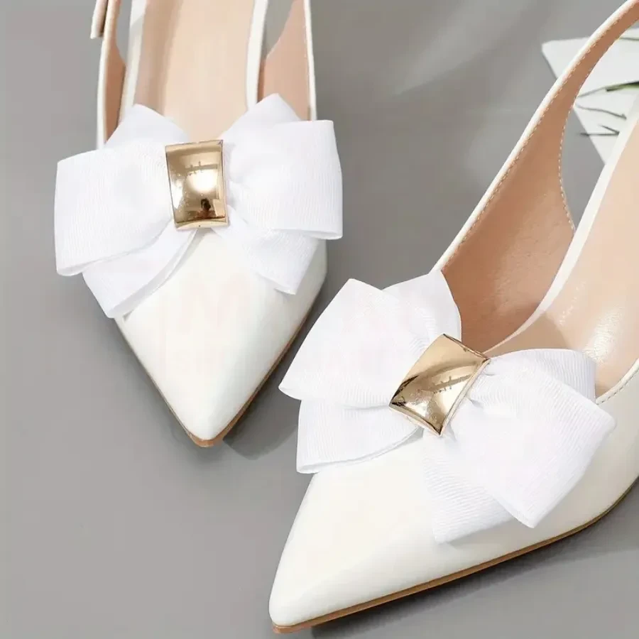 Elegant White 3-Layer Butterfly Shoe Decor – Double Pack