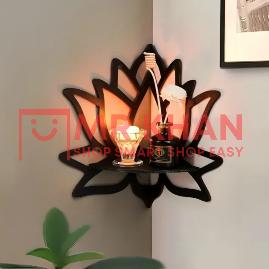 Lotus Shaped Wall Shelf – Modern Wooden Wall Decor