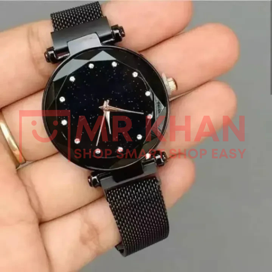 AUR Collections Black Magnetic Wrist Watch