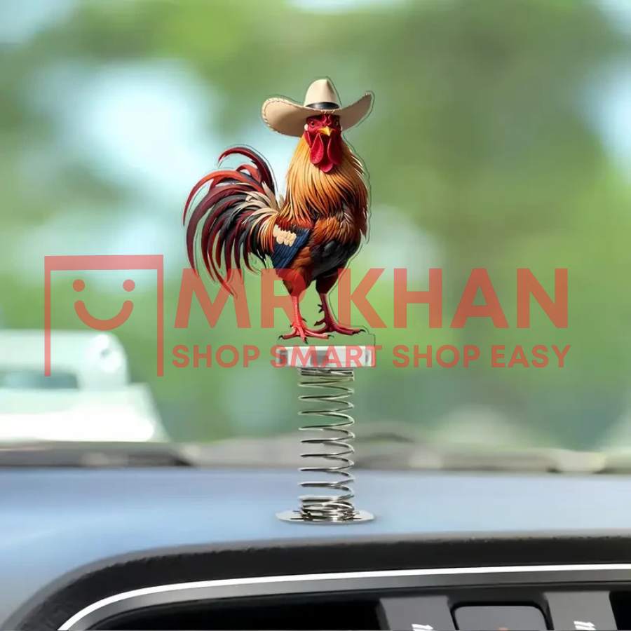 1pc Acrylic Rooster Figurine - 6.5cm Vibrating Car Decor