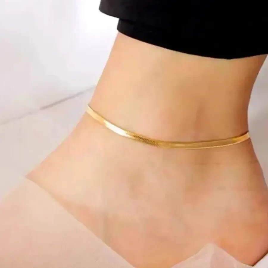 Sleek Titanium Steel Snake Bone Anklet